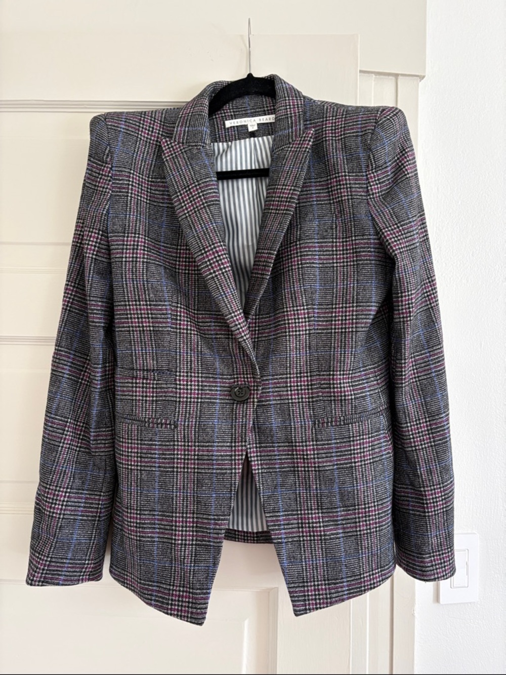 Veronica Beard Brock Plaid Dickey Blazer size 8